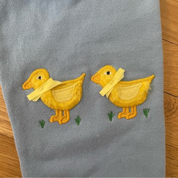 vintage blue sweat set with fuzzy ducks - Picture 3 of 4